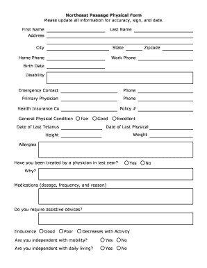 Northeast Passage Physical Form