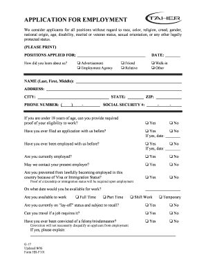 Employment Application Form