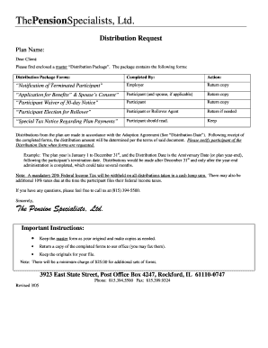Pension Distribution Request Form