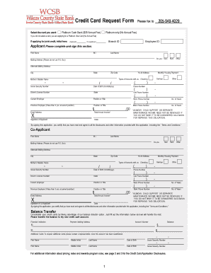 Credit Card Request Form