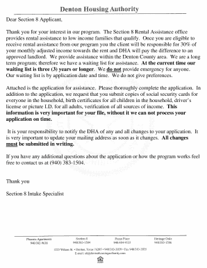 Denton Housing Authority Section 8 Application