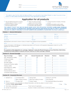 Application for Directors and Officers Liability Insurance
