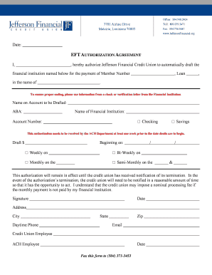 EFT Authorization Agreement