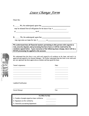 Lease Change Form
