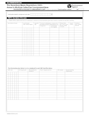 Hazardous Waste Consignment Note