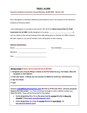 American Academy of Actuaries Proxy Form