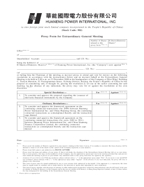 Proxy Form for Extraordinary General Meeting