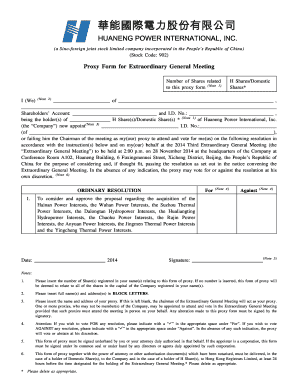 Proxy Form for Extraordinary General Meeting