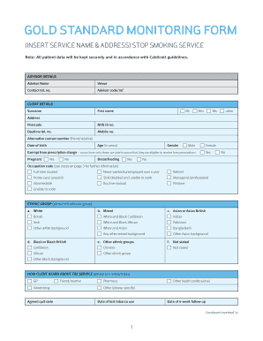 Stop Smoking Service Monitoring Form