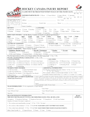 Hockey Canada Injury Report Form
