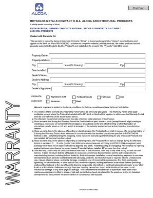 Alcoa Reynobond Aluminum Composite Material Warranty