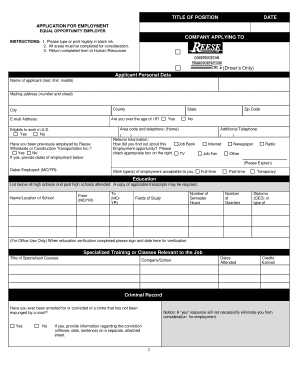 Employment Application Form