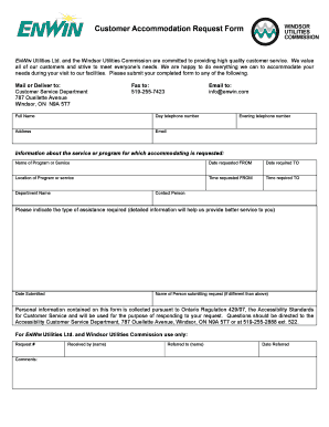 Customer Accommodation Request Form