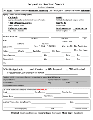 Request for Live Scan Service