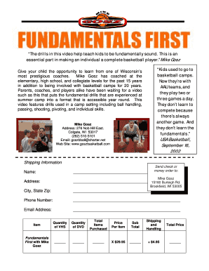 Basketball Drills Video Order Form