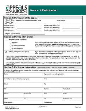 Alberta Workers' Compensation Appeal Form
