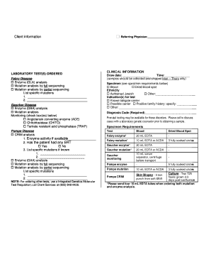 Fabry and Gaucher Disease Test Requisition