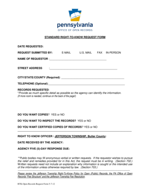 Pennsylvania Right-to-Know Request Form