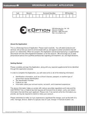 Brokerage Account Application