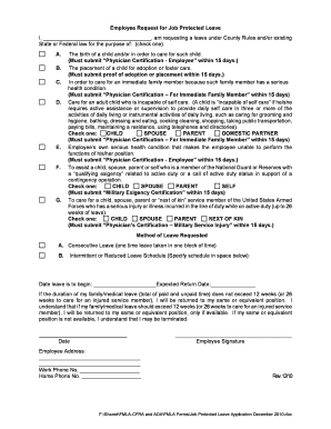 California Job Protected Leave Application