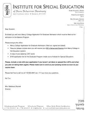 Mercy College Graduate Admission Application