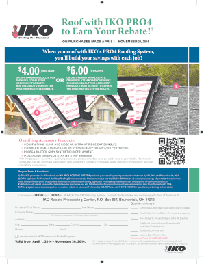IKO PRO4 Roofing System Rebate Form