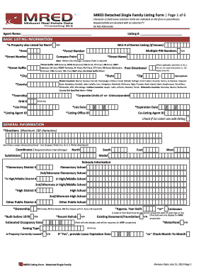 MRED Detached Single Family Listing Form