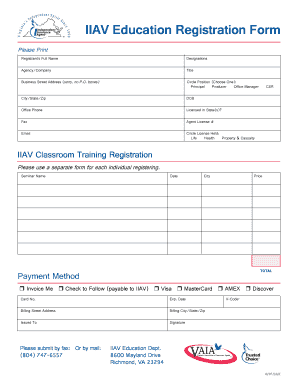 IIAV Education Registration Form