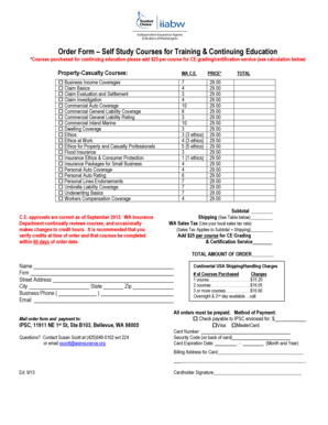 Order Form for Self Study Courses