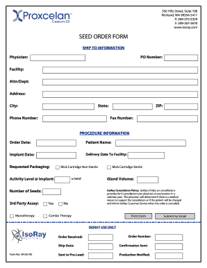IsoRay Seed Order Form