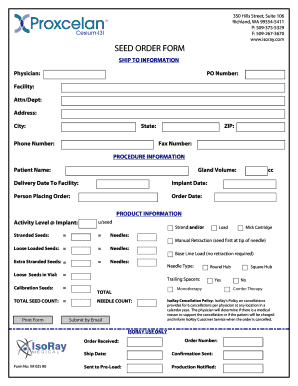 IsoRay Seed Order Form
