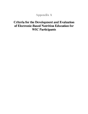 WIC Nutrition Education Evaluation Criteria