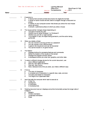 Microsoft Office 2013 Word Exam 01
