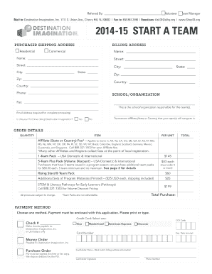 Destination Imagination Team Registration Form