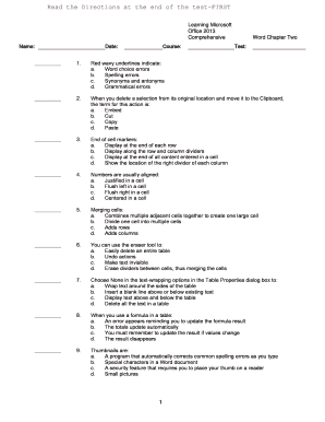 Microsoft Office 2013 Word Test