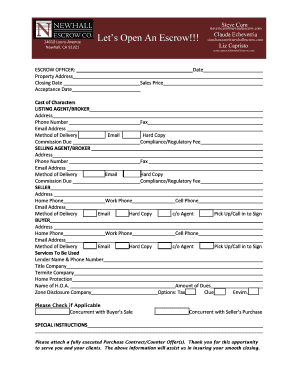 Real Estate Escrow Instructions
