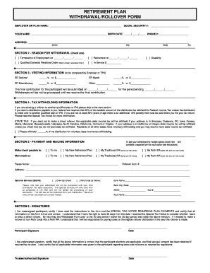 Retirement Plan Withdrawal/Rollover Form