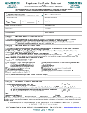 Physician's Certification Statement for Ambulance Transport