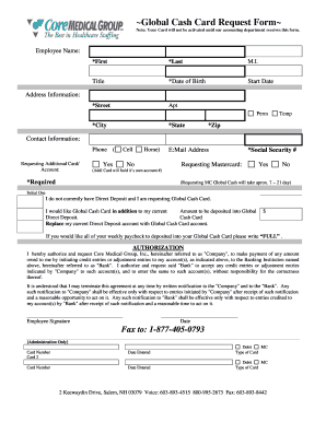 Global Cash Card Request Form