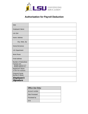Authorization for Payroll Deduction