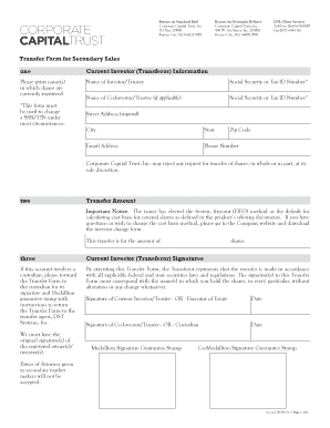 Transfer Form for Secondary Sales