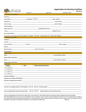 Application for Banking Facilities