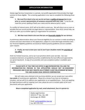 Alaska Legal Services Application Form