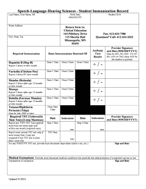 Student Immunization Record