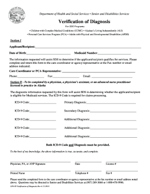 Verification of Diagnosis for Medicaid Services
