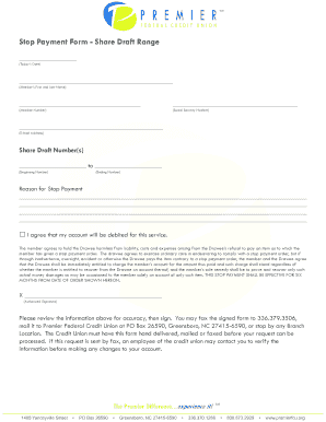 Stop Payment Form