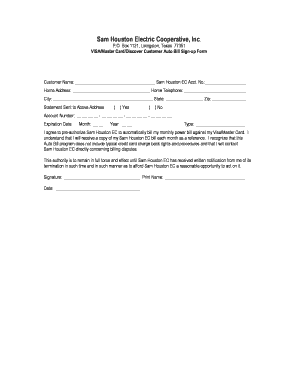 Customer Auto Bill Sign-up Form