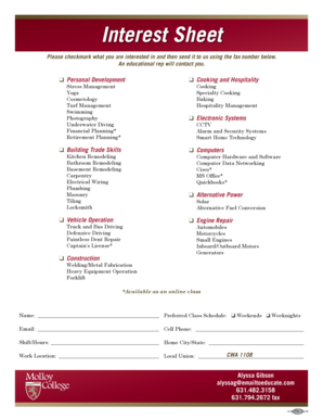 Interest Sheet
