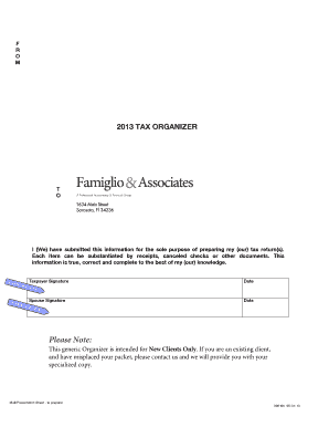 2013 Tax Organizer Form