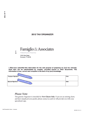 2012 Tax Organizer Form
